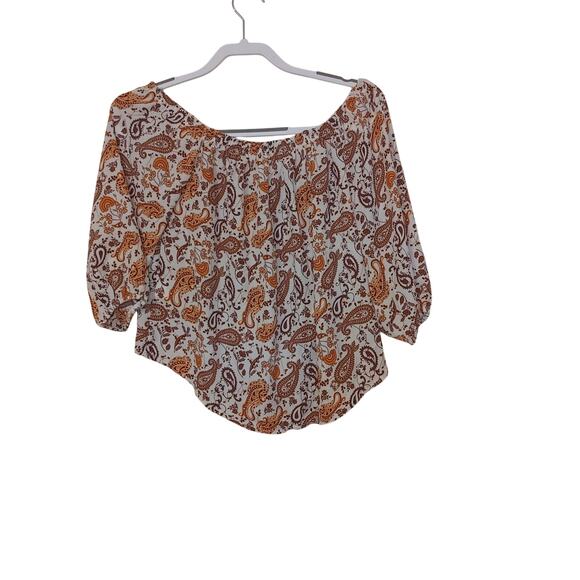 Stella Tweed Size Medium M Blouse Paisley Sheer Light Weight Top Boho - Picture 2 of 10